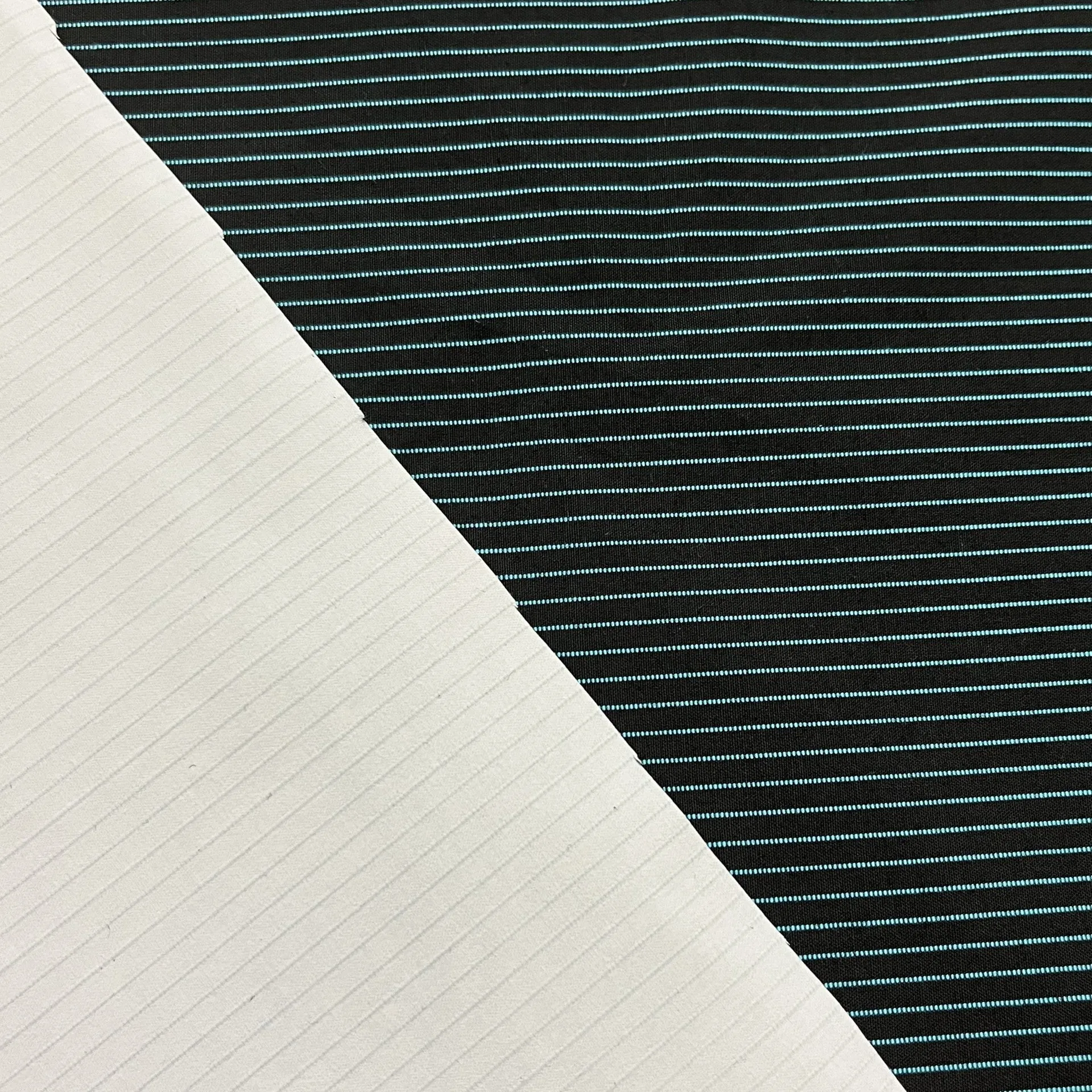 2-Layer WeatherTek Waterproof Breathable Laminate Fabric - Aqua Pinstripes on Black (Sold per Yard)