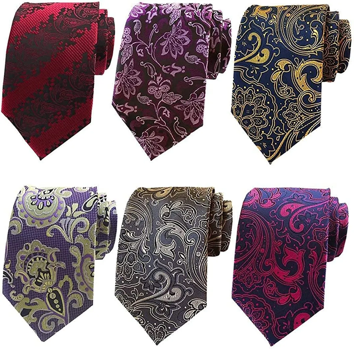 6 PCS Classic Men'S Silk Tie Necktie Woven Neck Ties