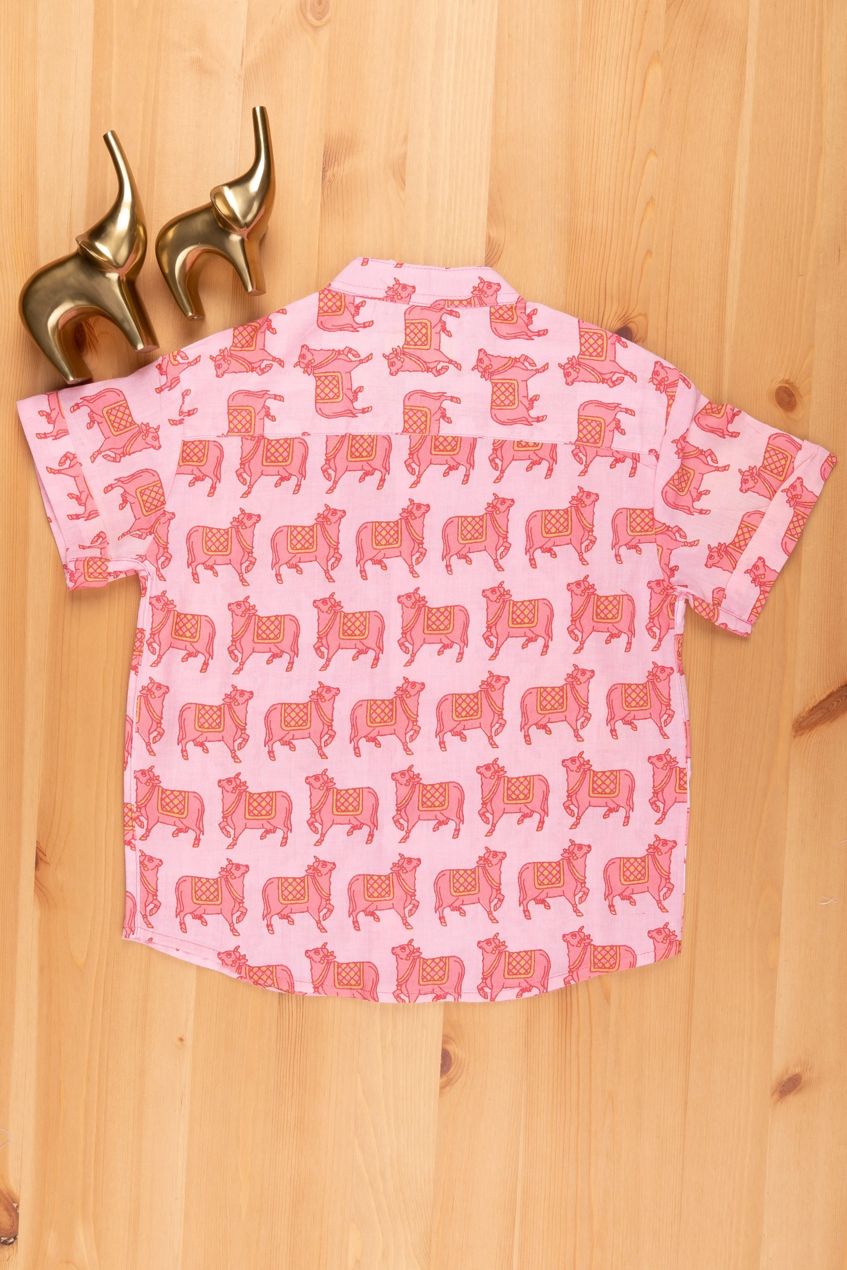 AGY. Elegant Boys' Shirt with Pichwai Cow Print | Cotton | Nesavu | Symbolize Prosperity and Serenity