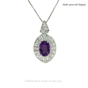 Amethyst Diamond White Gold Pendant Necklace