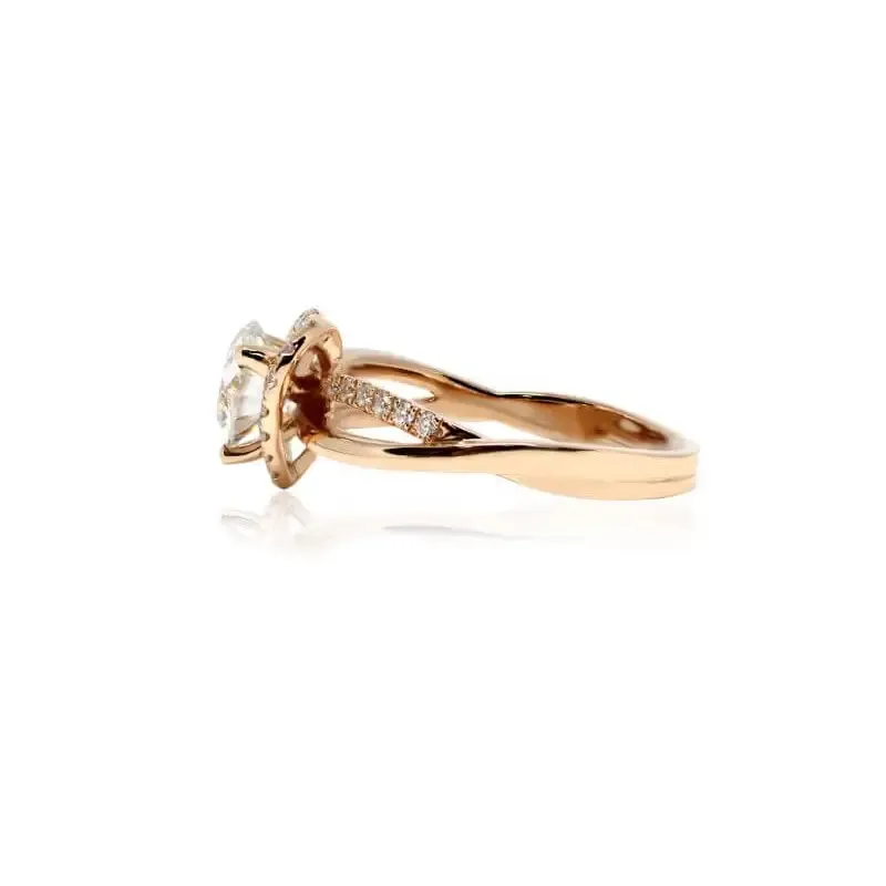 Anais Heart-Shaped Moissanite with Heart Shaped Halo in Twist Band Ring in 18K gold