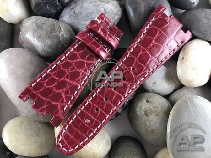 AP Bands Crimson Glazed Alligator Leather Strap For Audemars Piguet Royal Oak Offshore