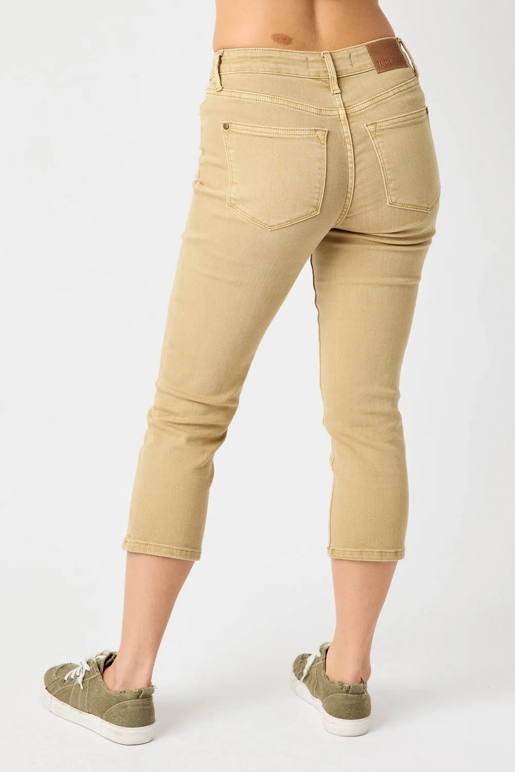 Ava Mid Rise Khaki Capri - PLUS