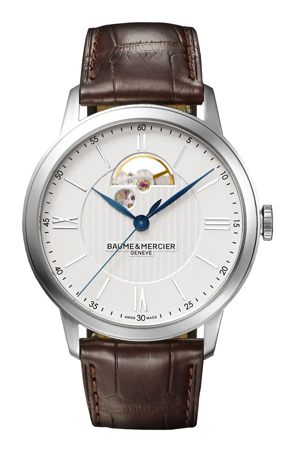 Baume & Mercier Classima Automatic Silver Dial Brown Leather Strap Mens Watch M0A10524