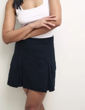 Black Cargo Utility Mini Skirt