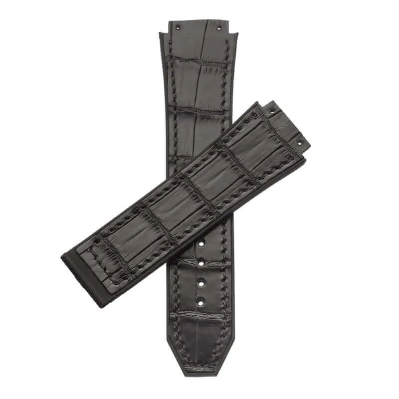 Black Genuine Alligator Watch Strap for Hublot Big Bang