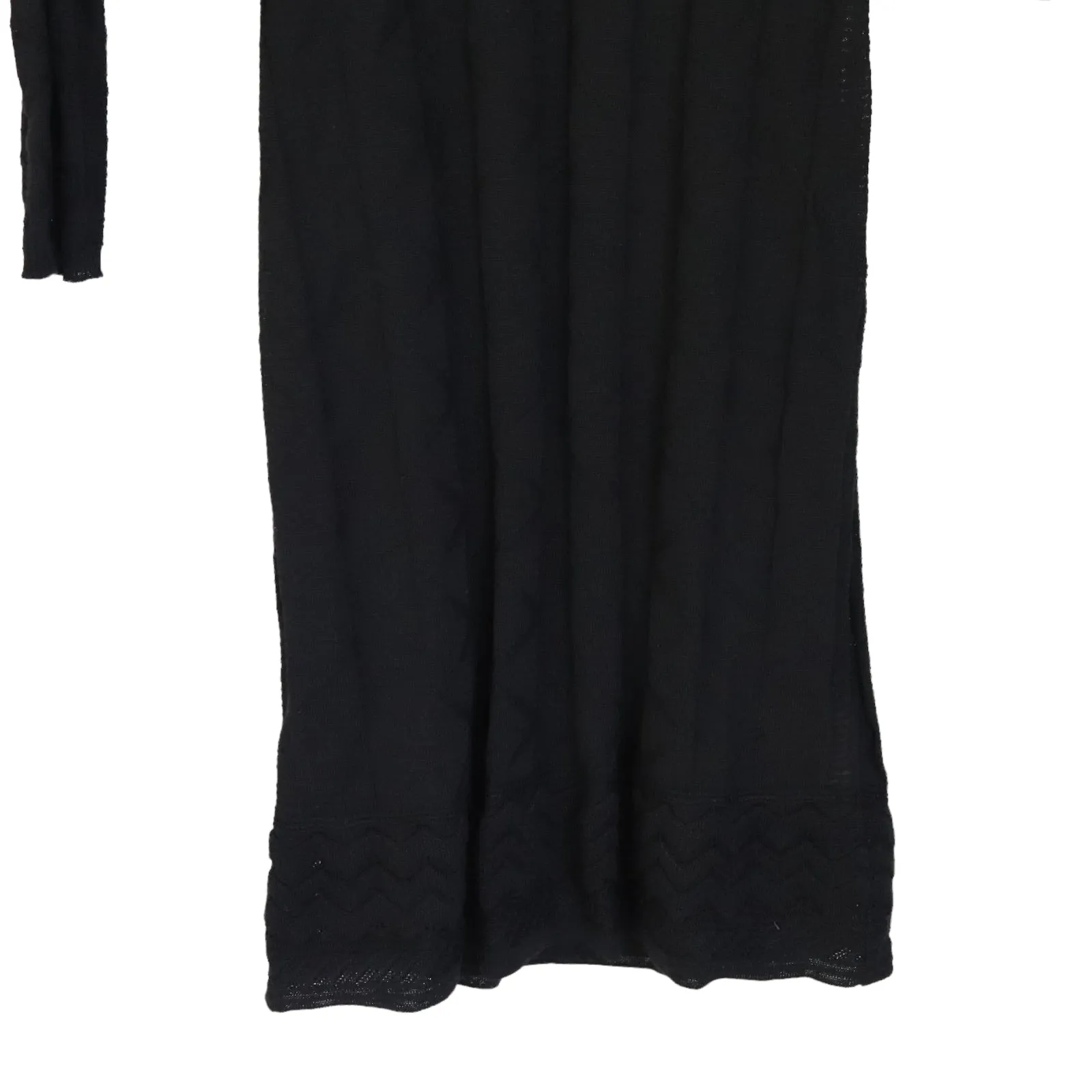 Black Ornate Pleated Knit Dress XS