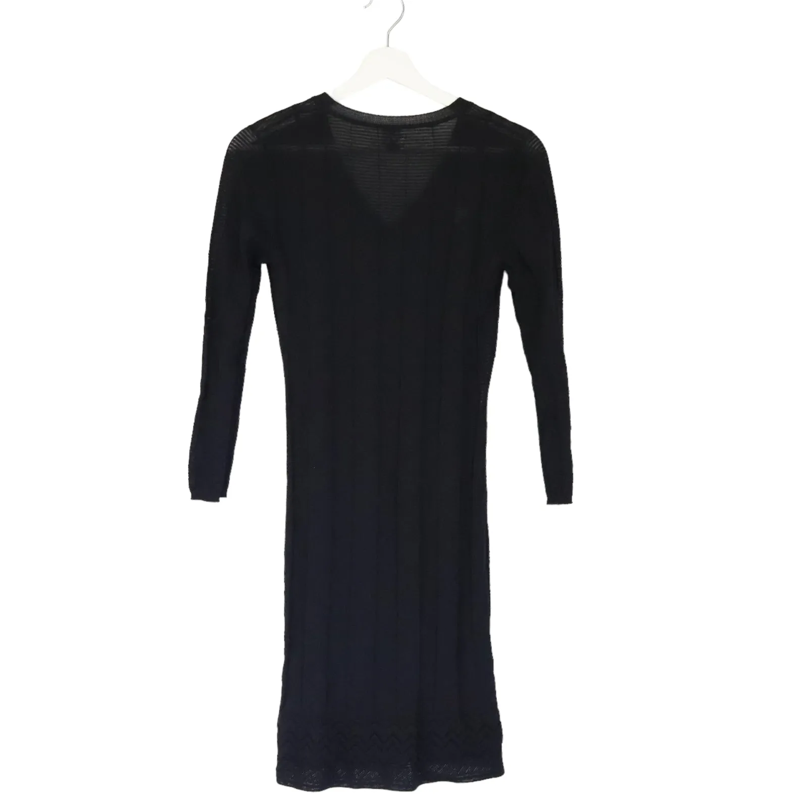 Black Ornate Pleated Knit Dress XS