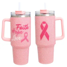 Breast Cancer Pink Bling 40.5 oz Tumbler Cup