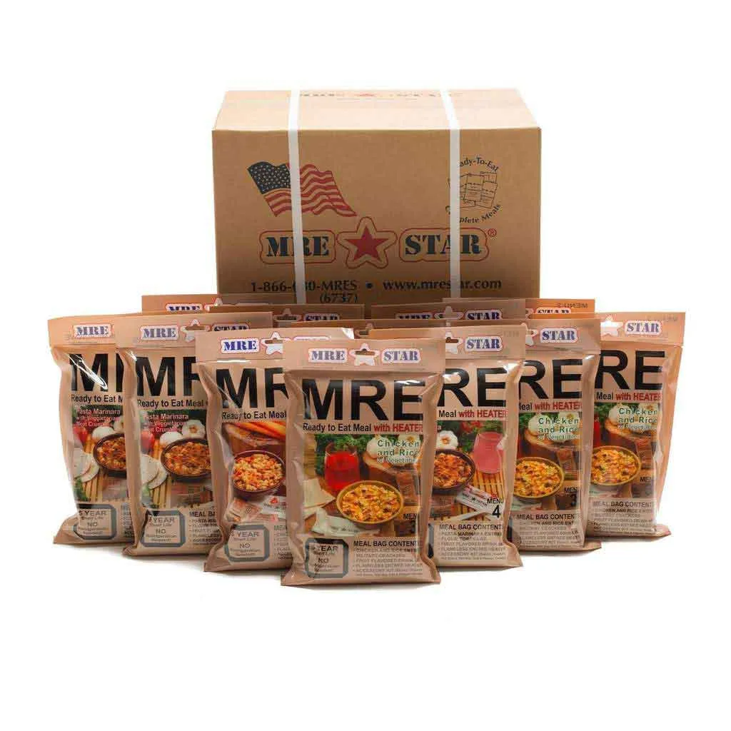 Bug-Out Bundle: MRE (12 meals) & Water (64 pouches) Cases