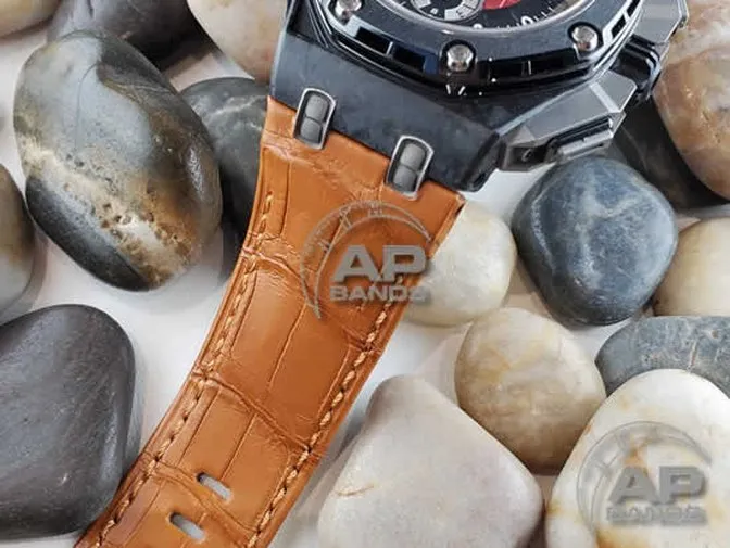 Capolavoro Light Brown Alligator Leather Strap For Audemars Piguet Royal Oak Offshore 44mm 26400