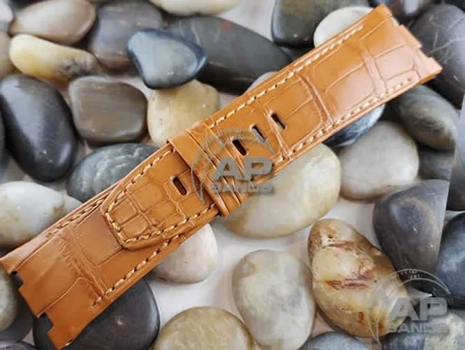 Capolavoro Light Brown Alligator Leather Strap For Audemars Piguet Royal Oak Offshore 44mm 26400