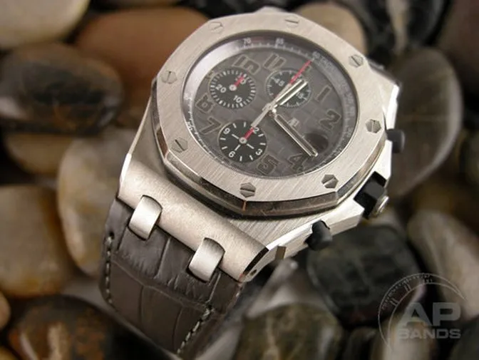 Capolavoro Smoke Grey Alligator Leather Strap For Audemars Piguet Royal Oak Offshore