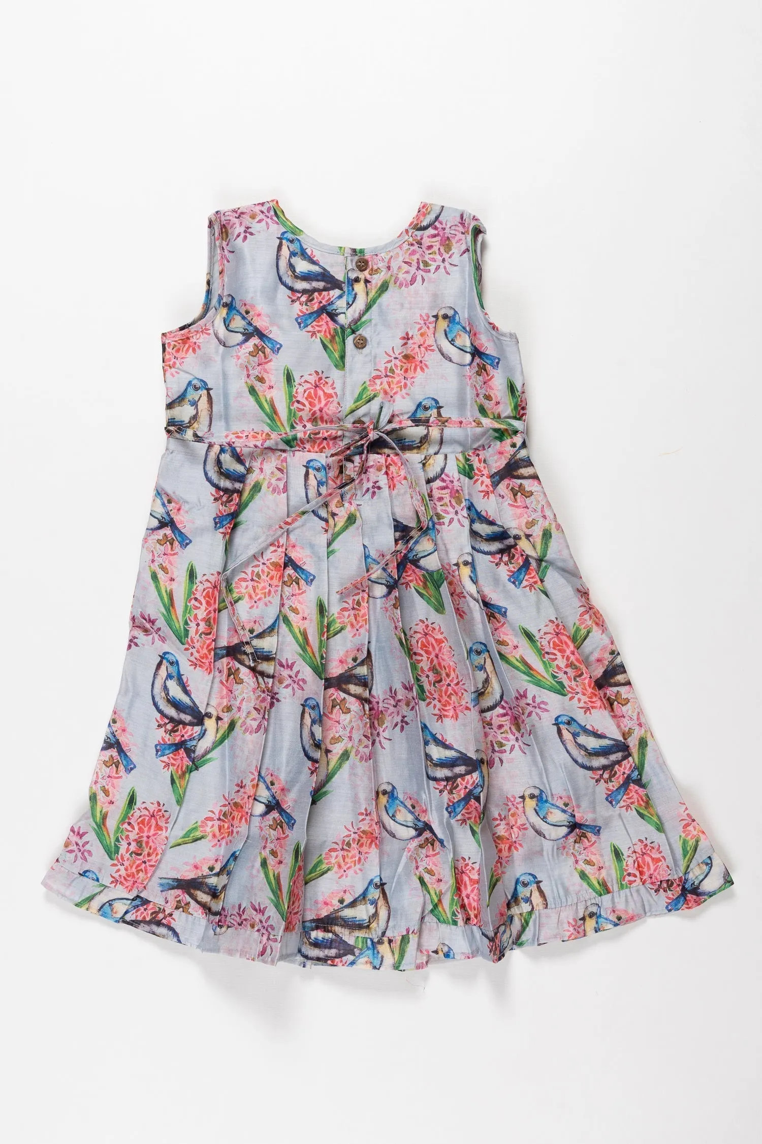 Charming Bird & Floral Printed Cotton Frock for Girls - Fresh Spring Collection