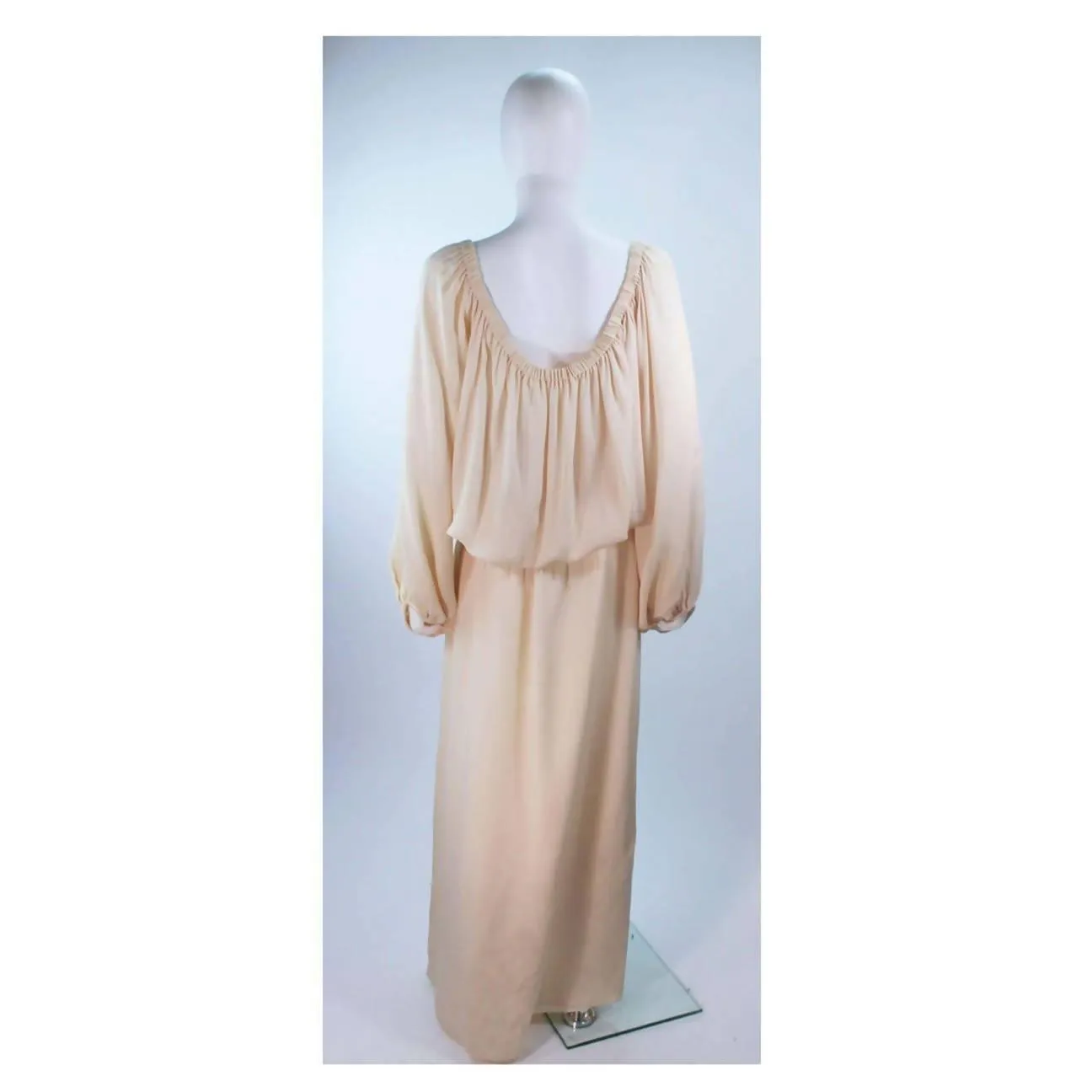 CHRISTIAN DIOR Nude Silk Chiffon Gown | Size 24