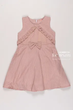 Classic Pink Striped Latest Cotton Frock Gown Design for Girls