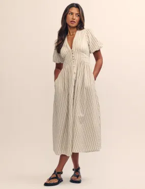 Cream Pinstripe Starlight Midi Dress