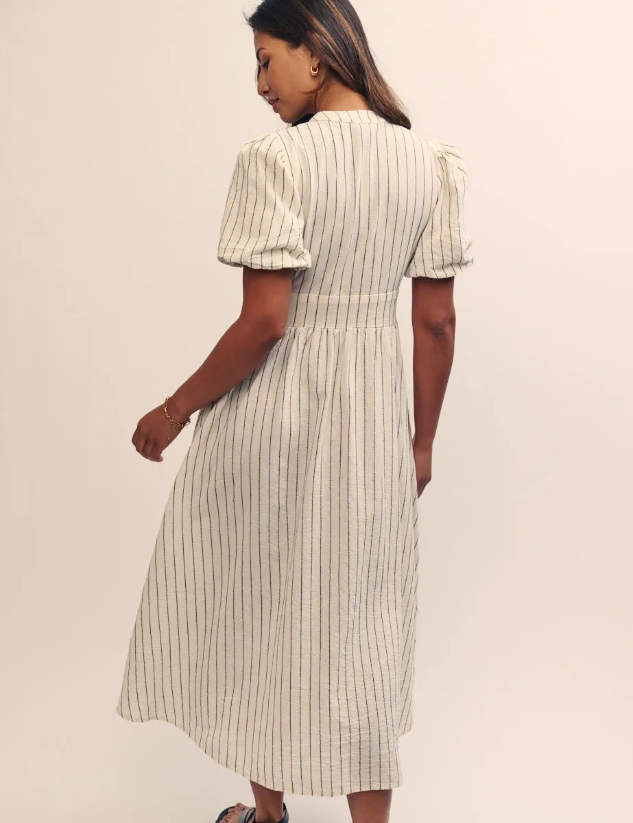 Cream Pinstripe Starlight Midi Dress