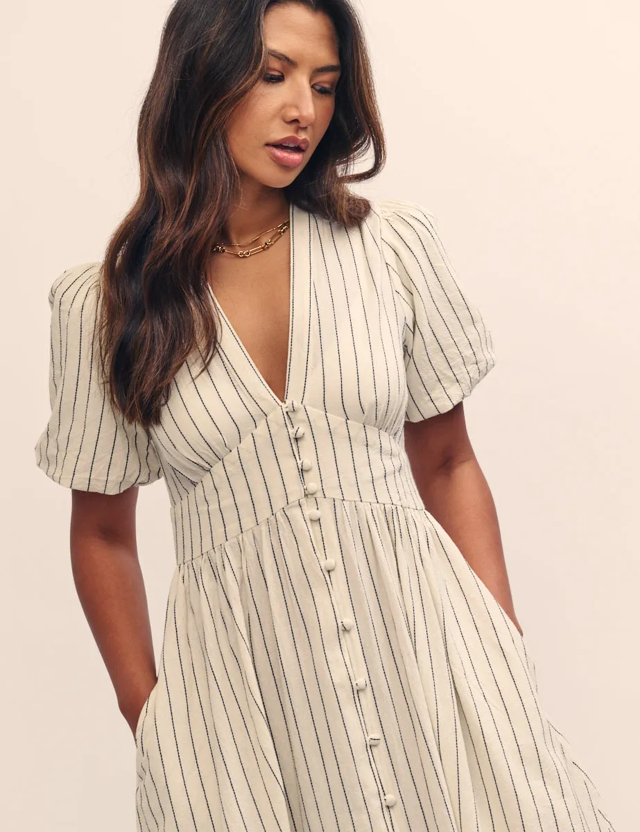 Cream Pinstripe Starlight Midi Dress