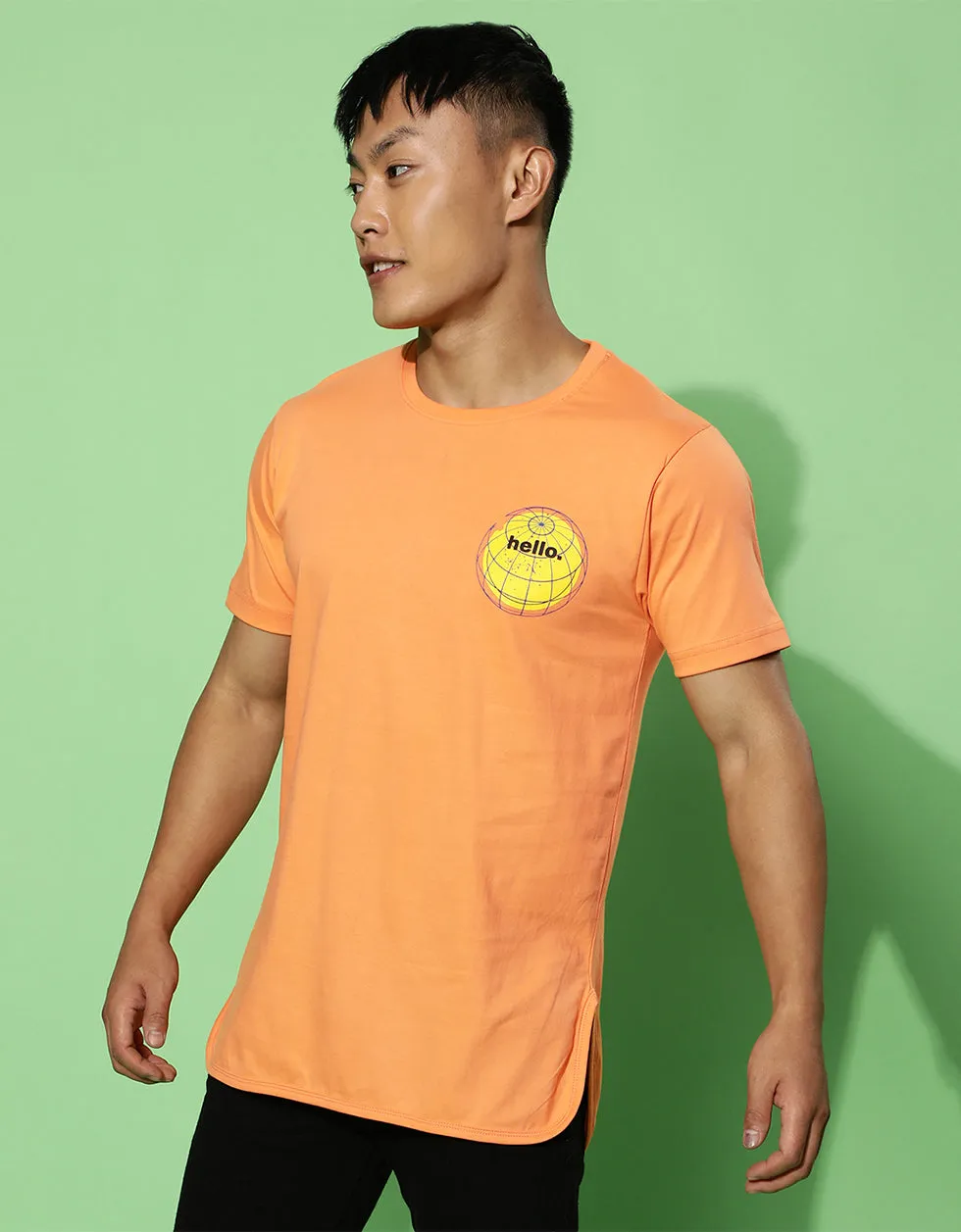 Created for Great Things Orange Regular Back Typographic Printed Tshirt