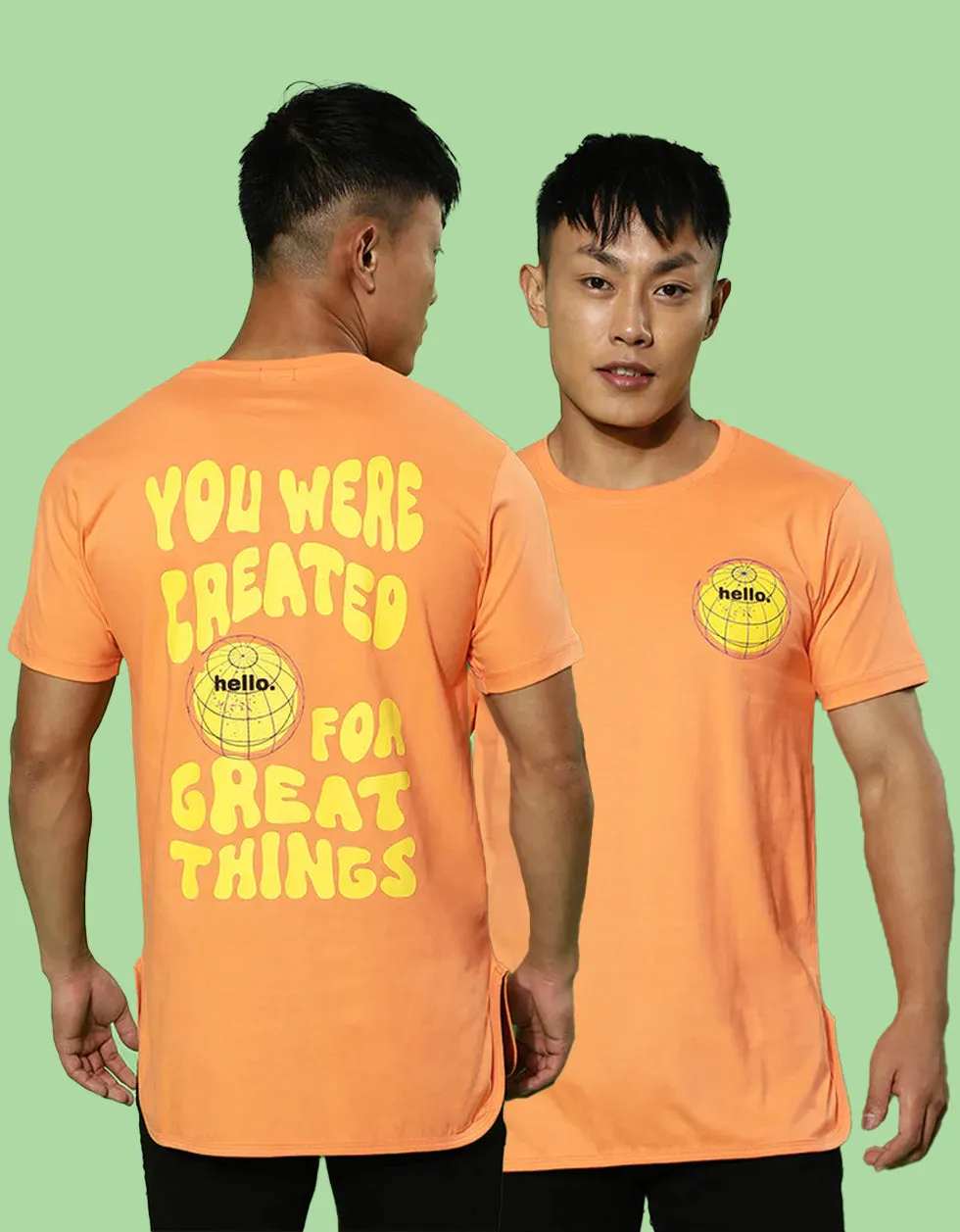 Created for Great Things Orange Regular Back Typographic Printed Tshirt