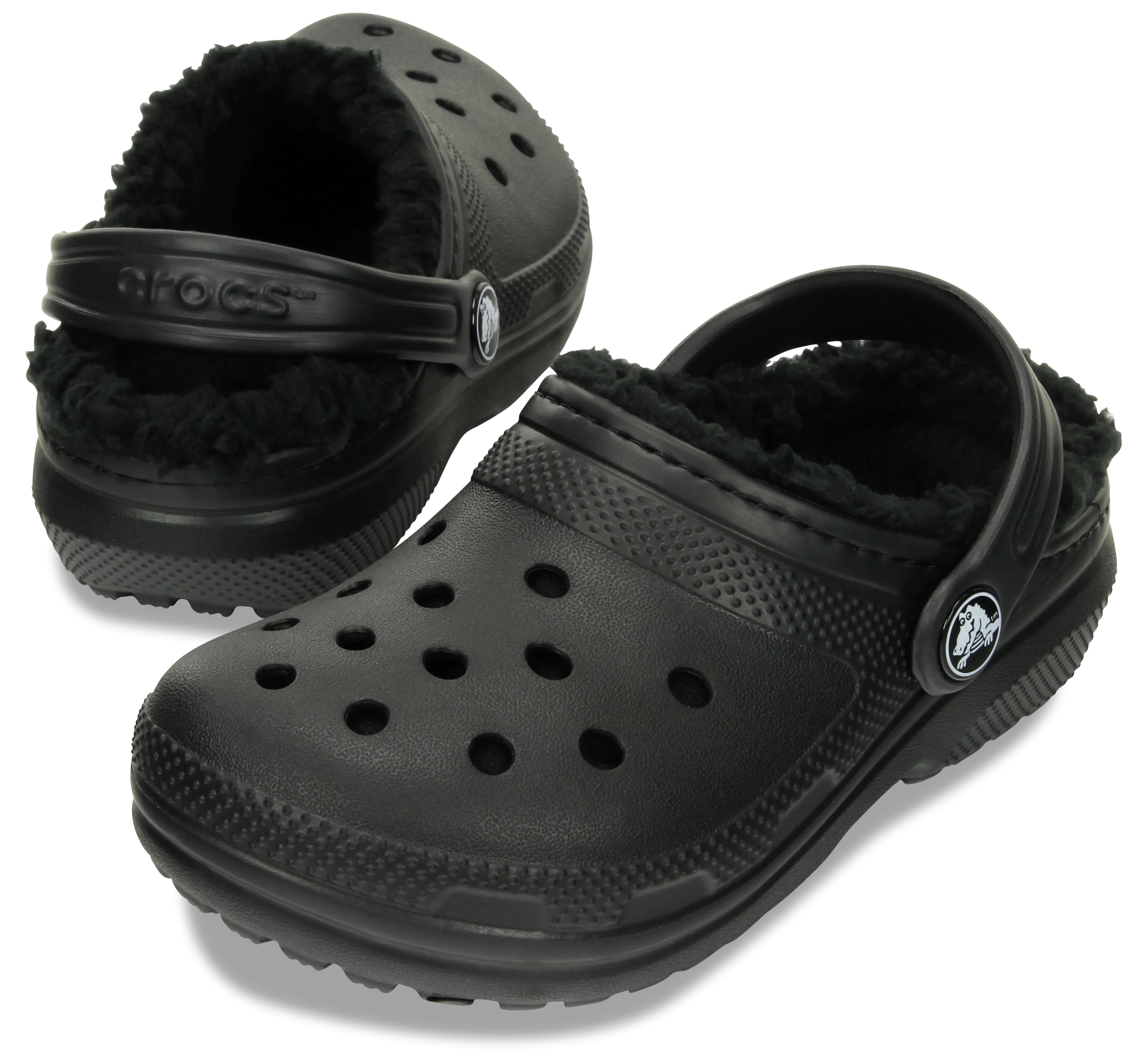 Crocs Classic Fuzz Lined Clogs - Toddler (Black)(Sizes C6-C10)