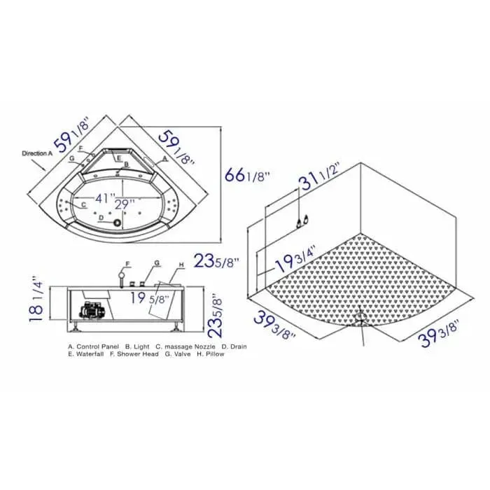 EAGO AM197ETL 5 ft Clear Rounded Corner Acrylic Whirlpool Bathtub for Two