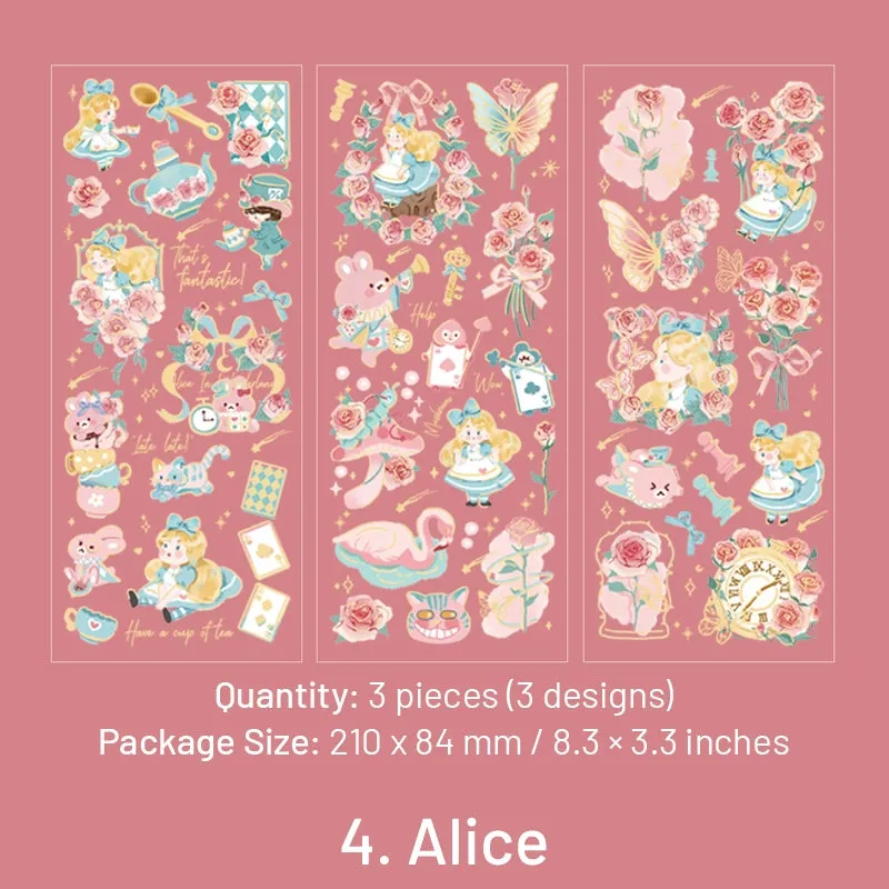 Fairy Tale Clear Transparent Sticker Sheets - Little Prince, Little Red Riding Hood, Snow White, Alice