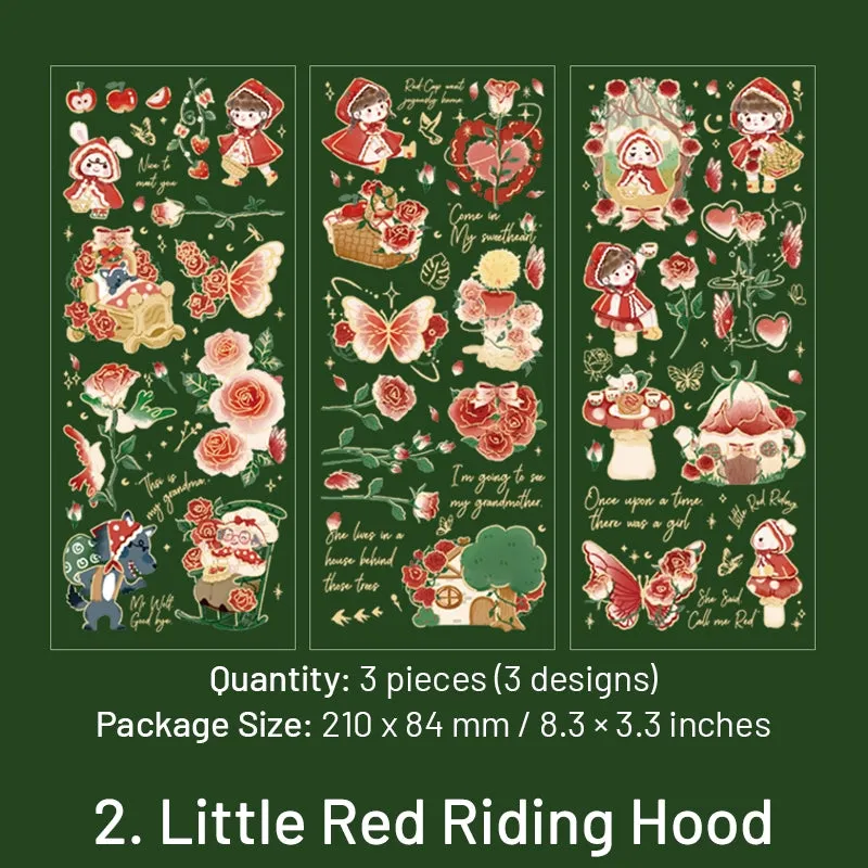 Fairy Tale Clear Transparent Sticker Sheets - Little Prince, Little Red Riding Hood, Snow White, Alice