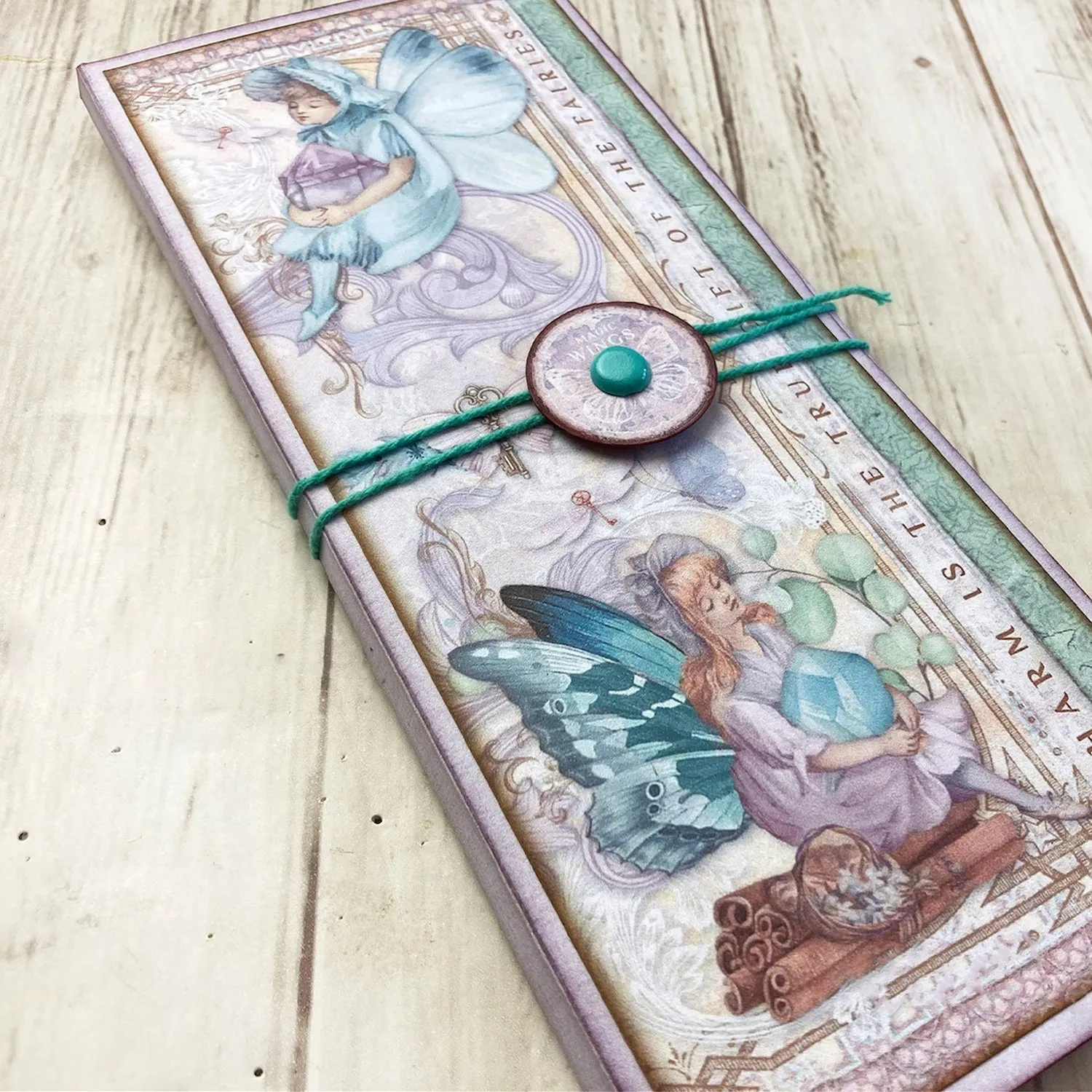 Fairy Theme Cyan Background Handmade Junk Journal Folio Kit