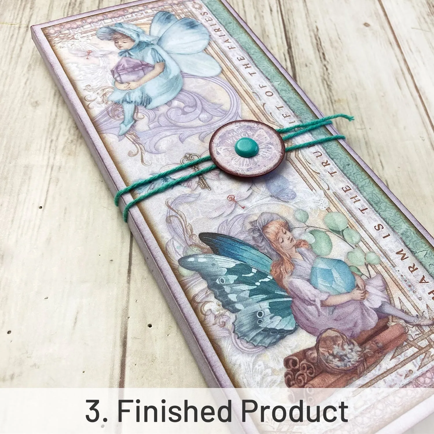 Fairy Theme Cyan Background Handmade Junk Journal Folio Kit