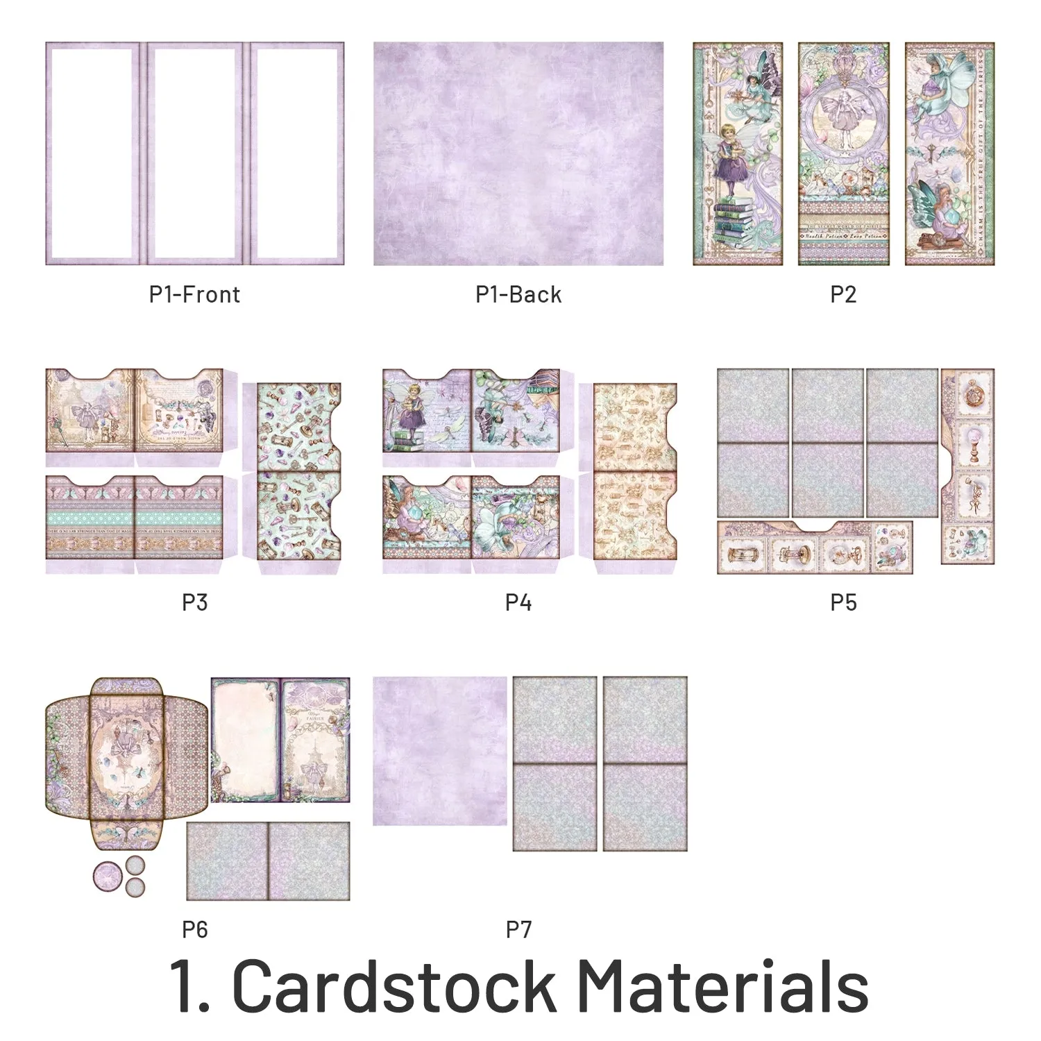 Fairy Theme Cyan Background Handmade Junk Journal Folio Kit