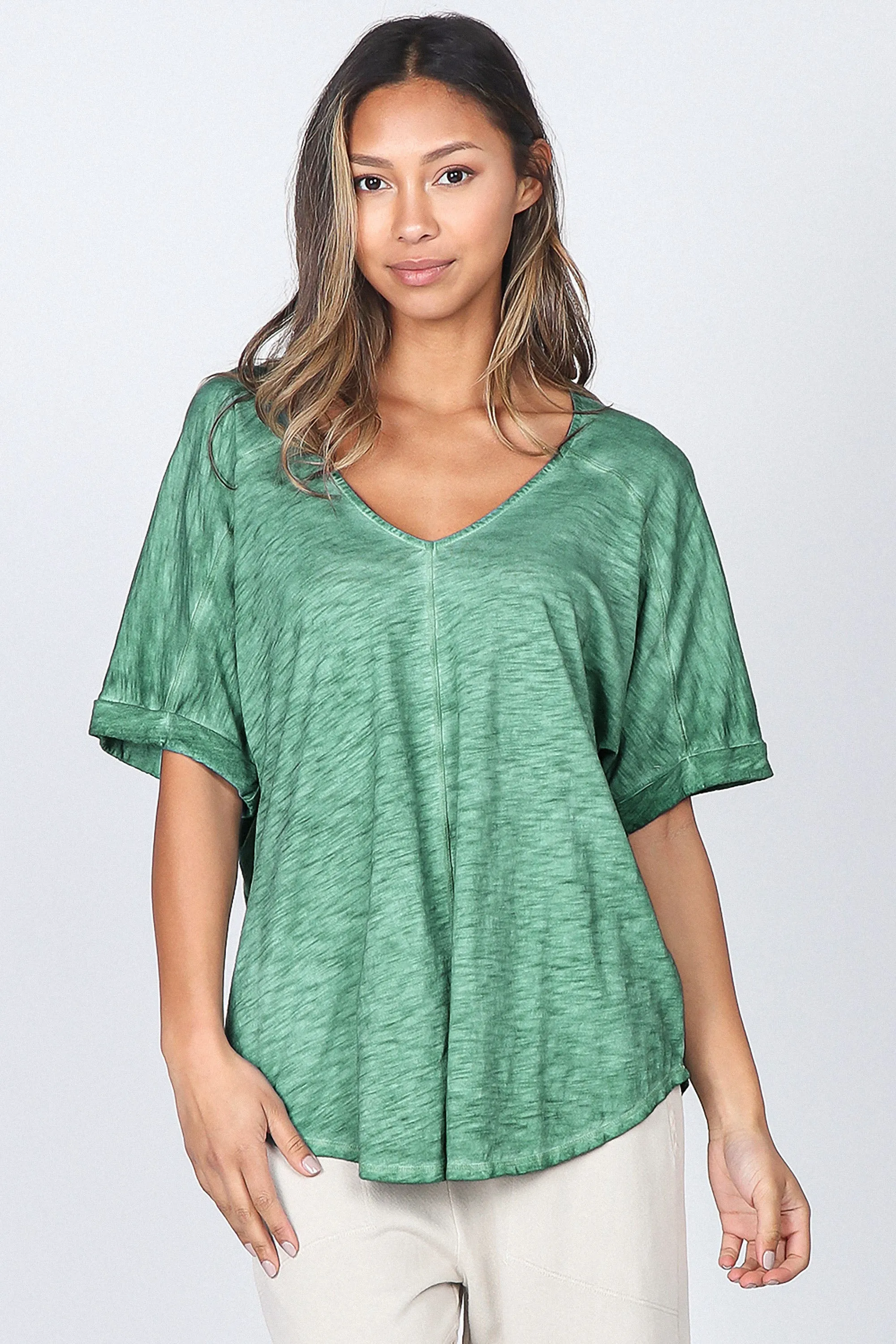 Favorite Oil Washed Dolman Sleeve Top