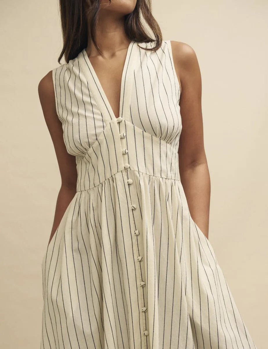 Fearne Cotton Cream Stripe Sleeveless Starlight Midi Dress