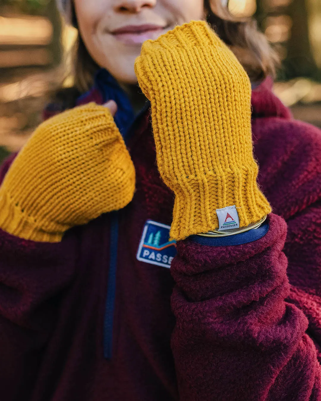 Flurry Recycled Fleece Lined Fingerless Mittens - Dandelion Yellow