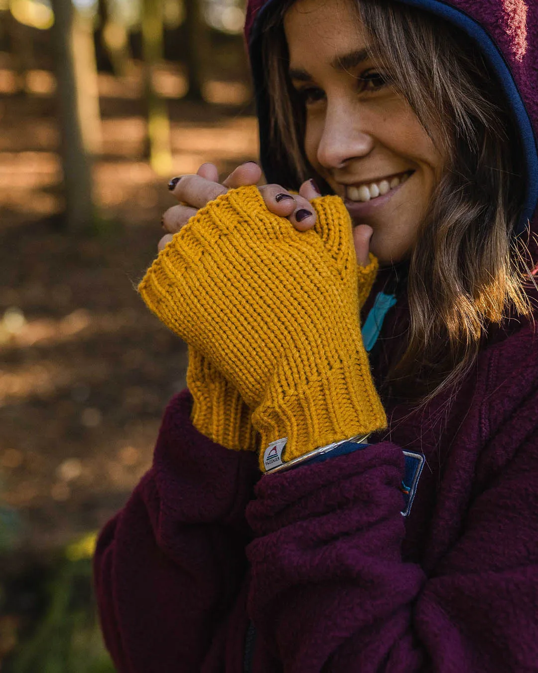 Flurry Recycled Fleece Lined Fingerless Mittens - Dandelion Yellow