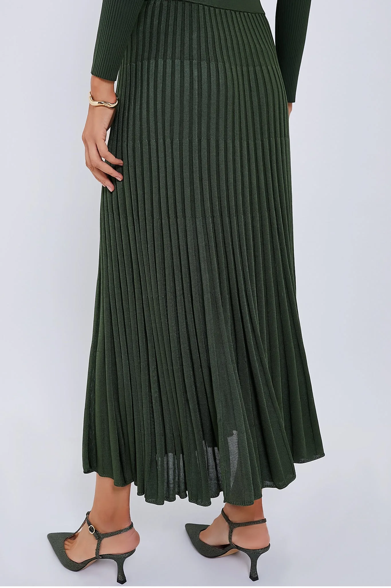 Forest Pleated Midi Skirt