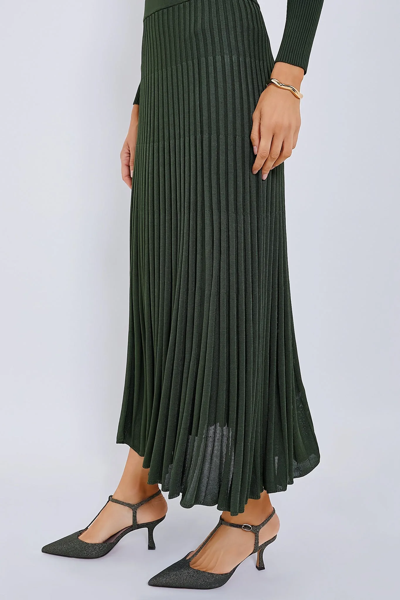 Forest Pleated Midi Skirt