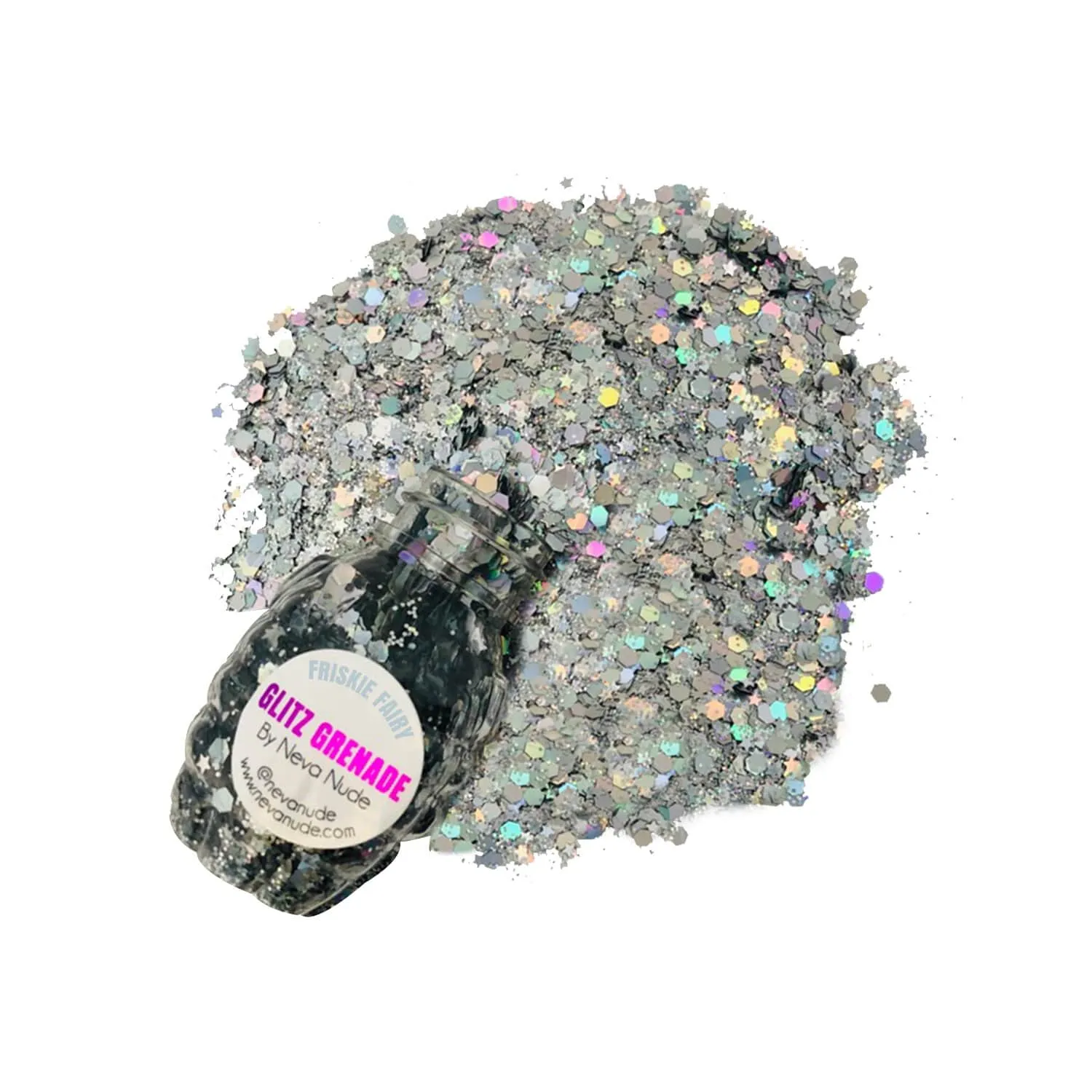 Friskie Fairy Cosmetic Grade Glitter Glitz Grenade Keychain in Aloe Gel