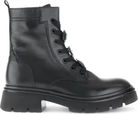 GABOR Black Leather Lace Up Biker Boot 85327