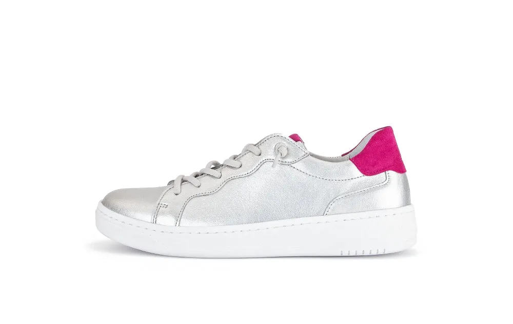 Gabor Silver Pink  Leather Trainer 34261