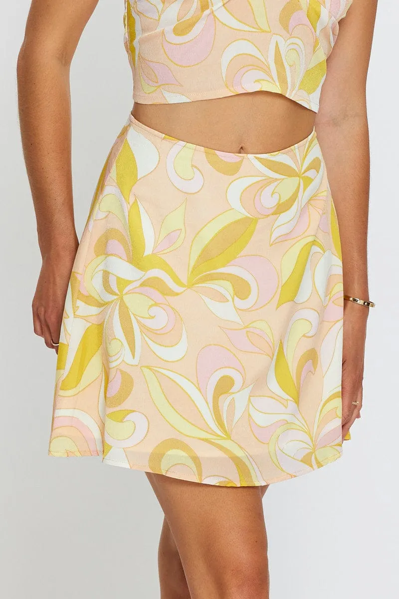 Geo Print Mini Skirt Polyester