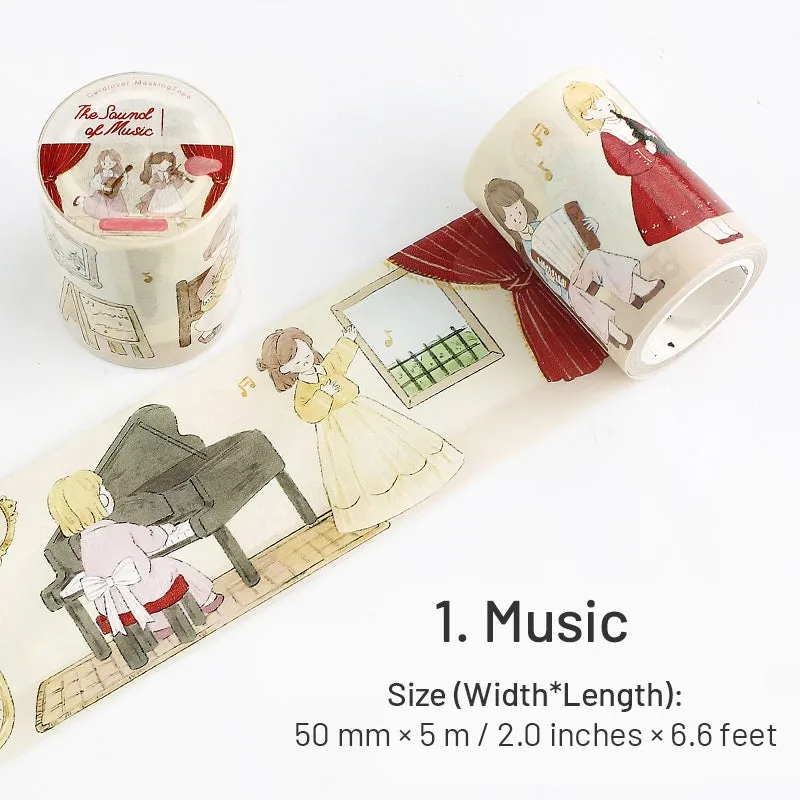 Girl Cartoon Washi Tape - People, Music, Fairy