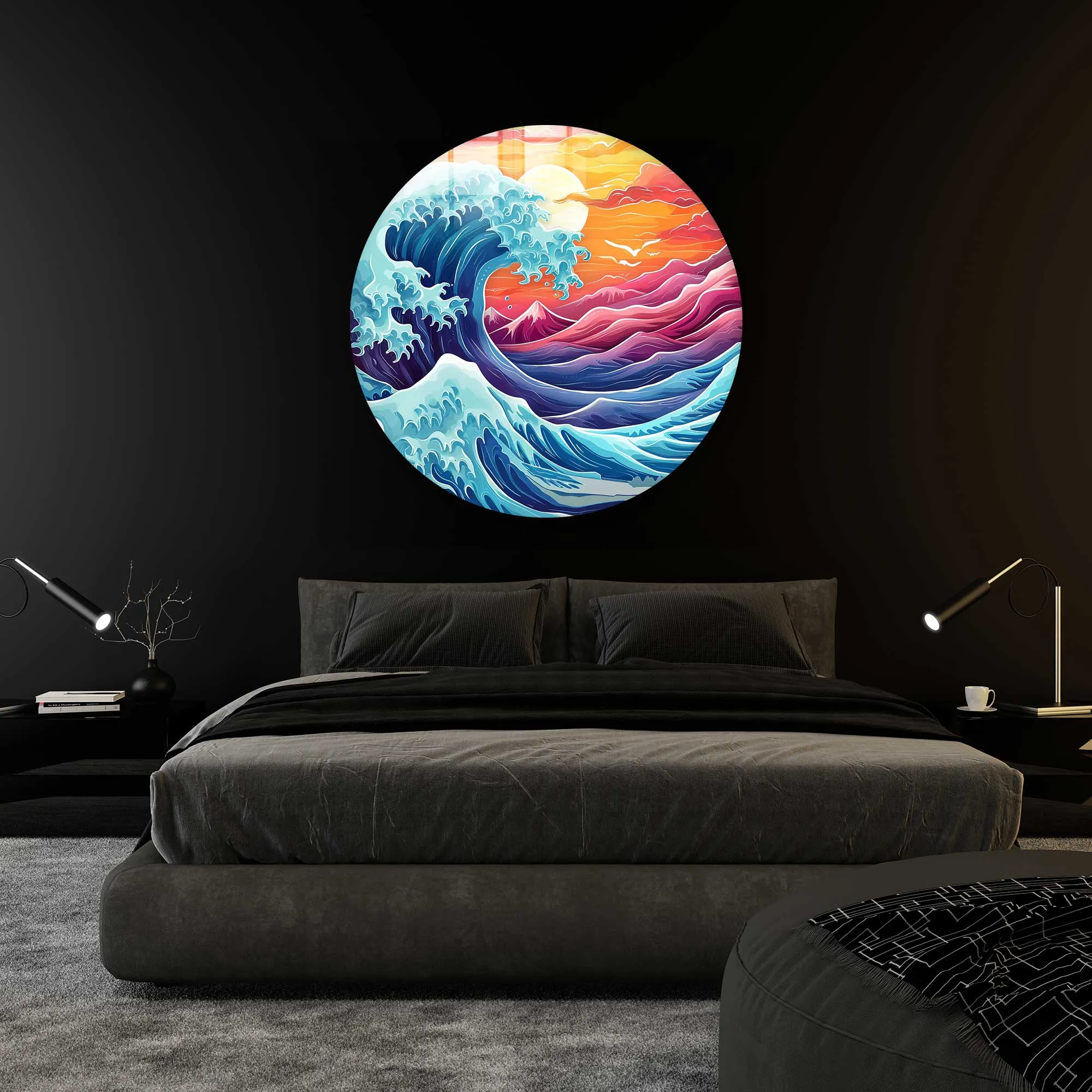 Great Wave - Rounded Glass Wall Art