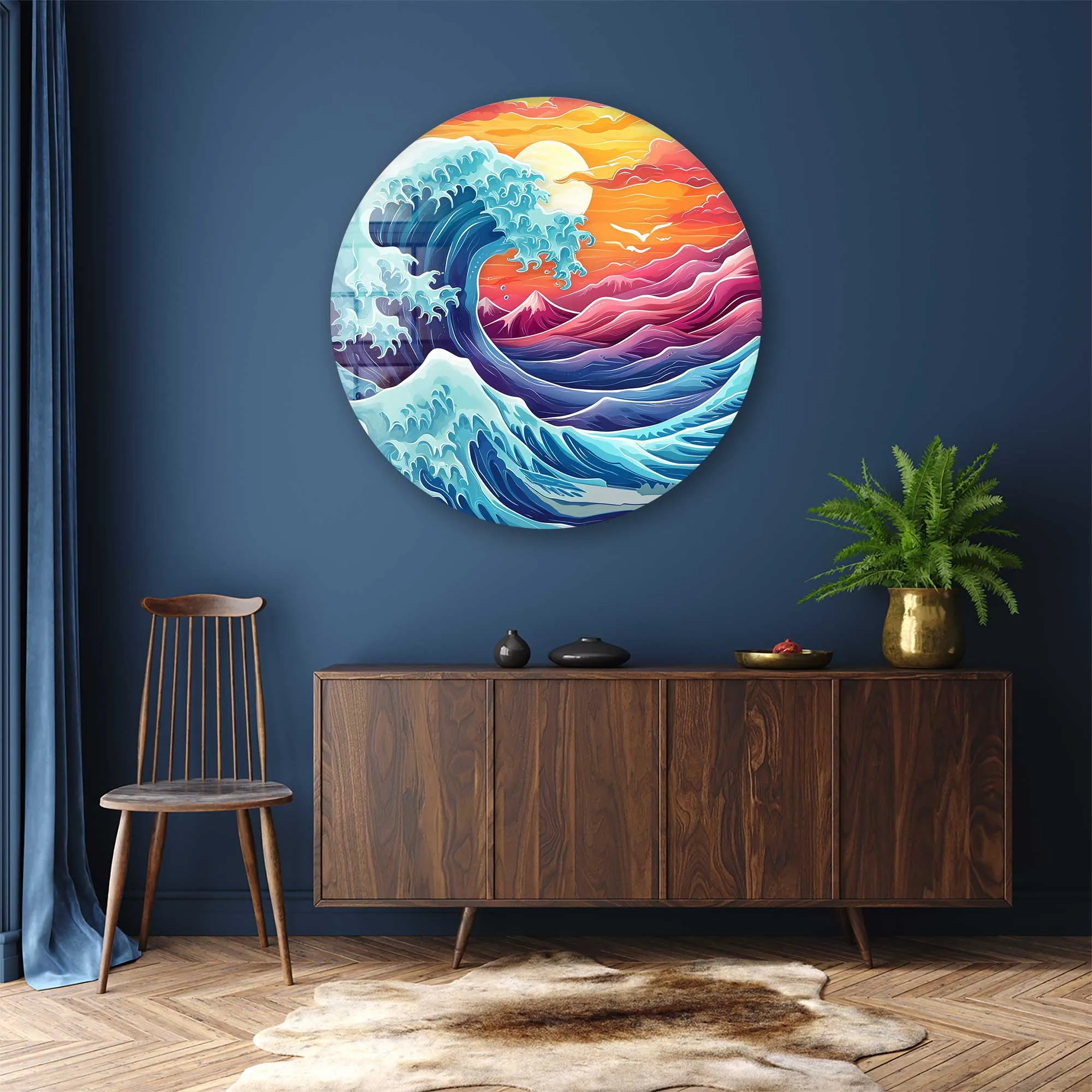 Great Wave - Rounded Glass Wall Art