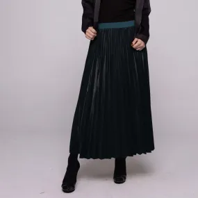 Green Pleated Midi Maxi Skirt