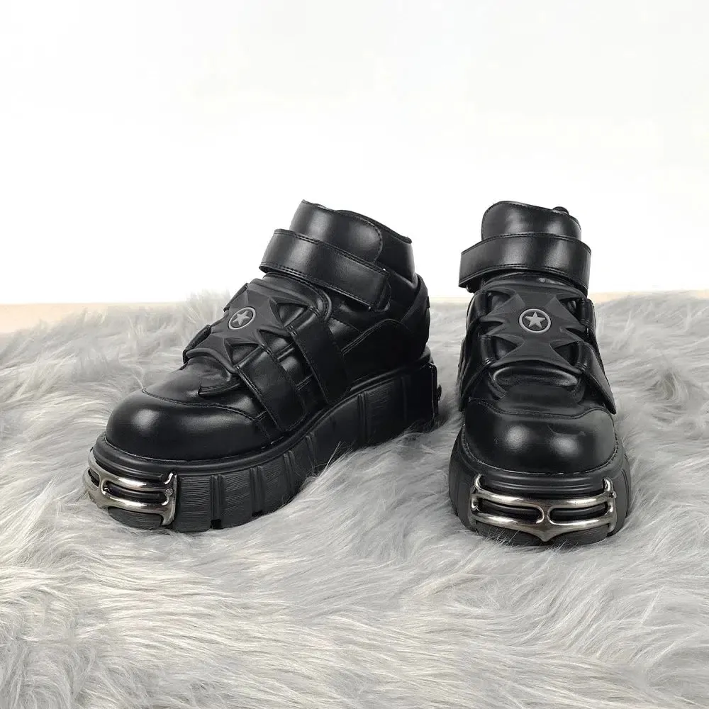 Grunge Velcro Strap Platform Boots