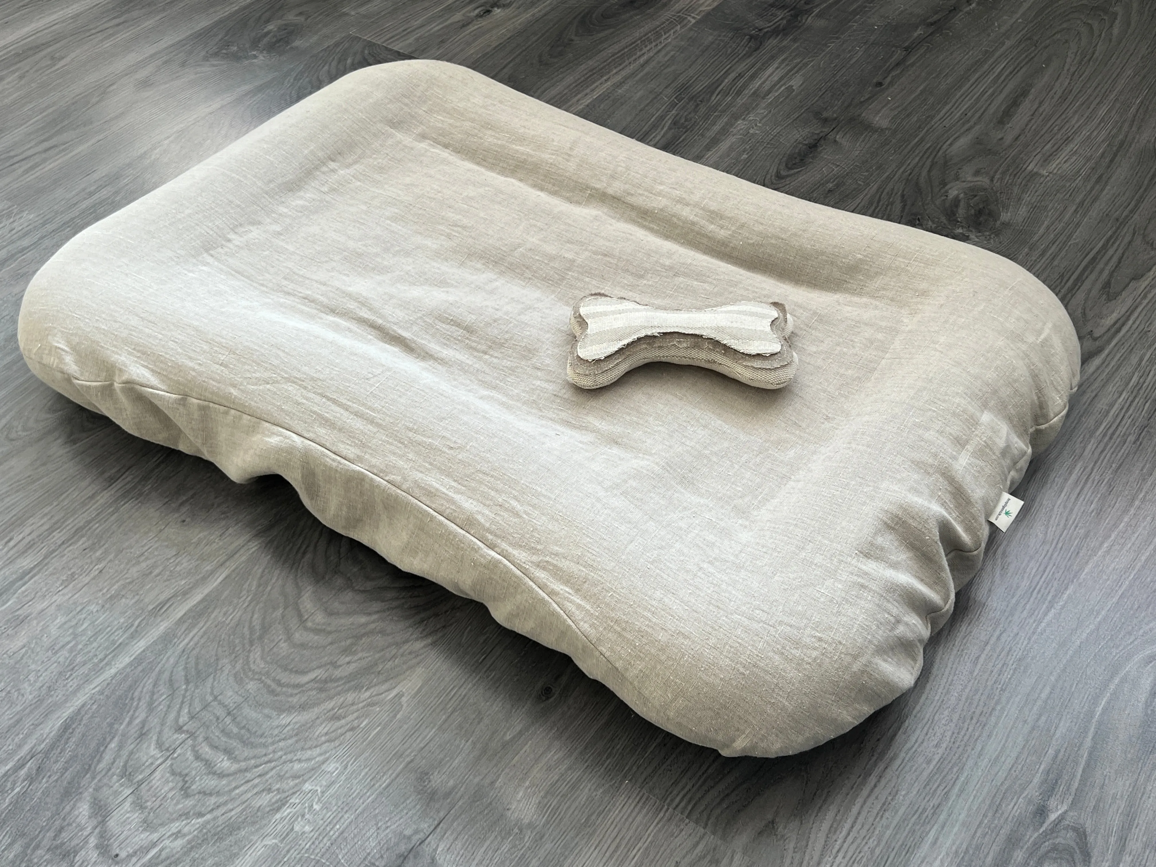 Hemp Linen Pet Bed Mat Pad Cushion Removable Washable Linen Cover Organic Hemp Fiber Filler Natural Linen Fabric Padded for Dog