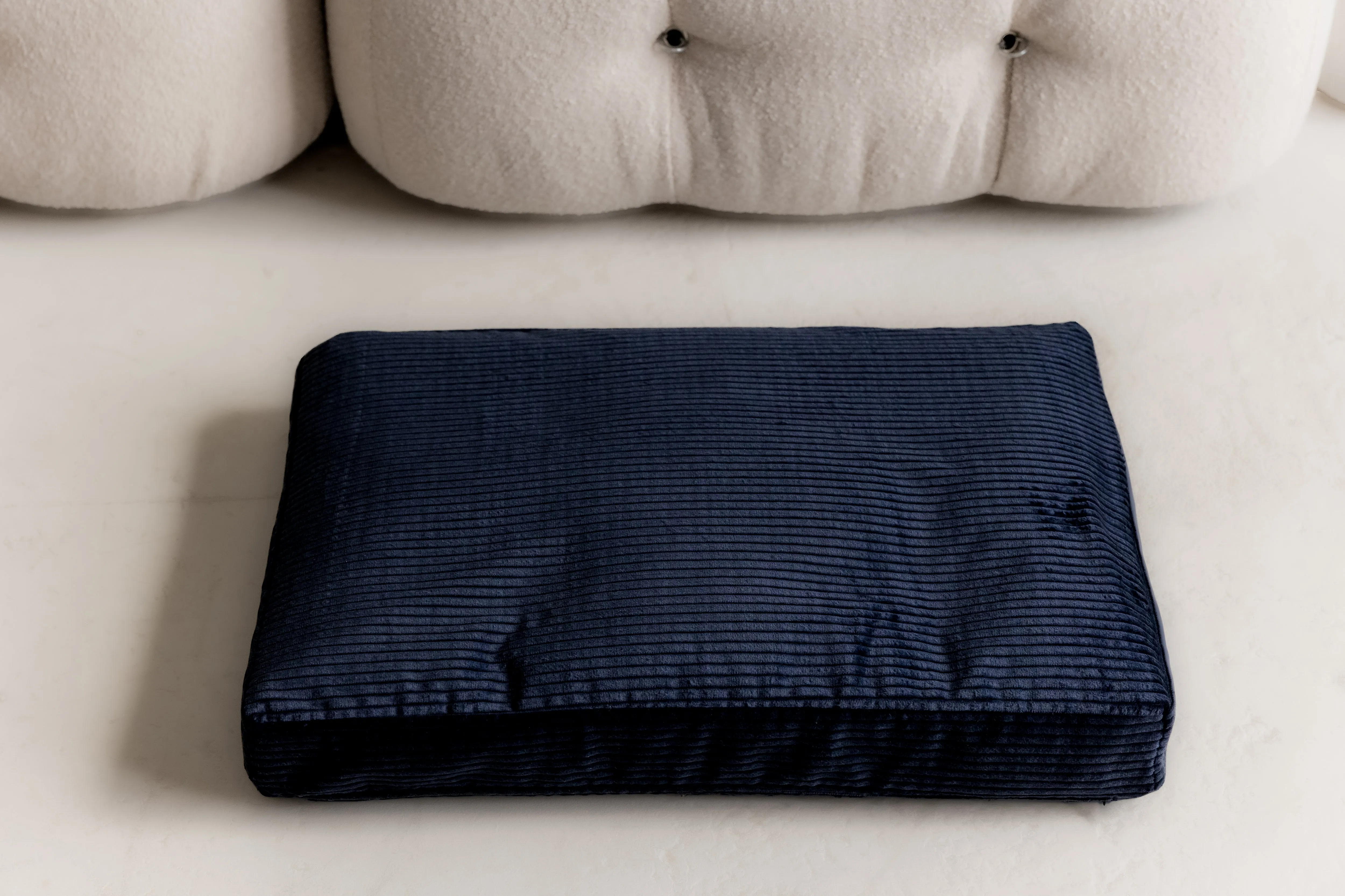 Hemp Pet Mat Pad Cushion Removable Washable 100% Cotton Cover dark blue velor Organic Hemp Fiber Filler