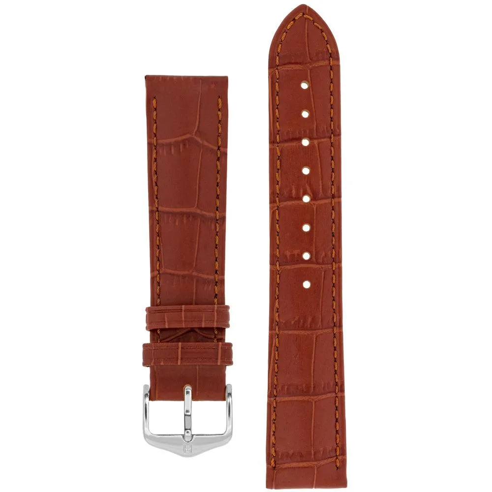 Hirsch DUKE Alligator Embossed Leather Watch Strap (Silver Buckle)